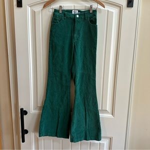 Princess Polly Green Flared Cords High Rise Trendy  Size:  2